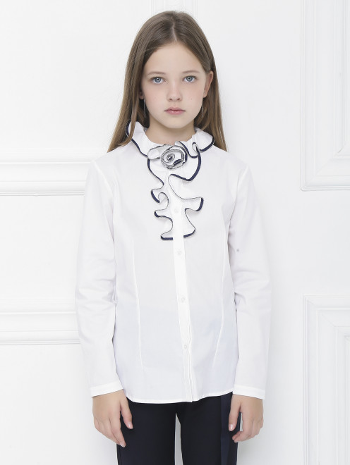 Блуза хлопковая с жабо Aletta Couture - МодельВерхНиз