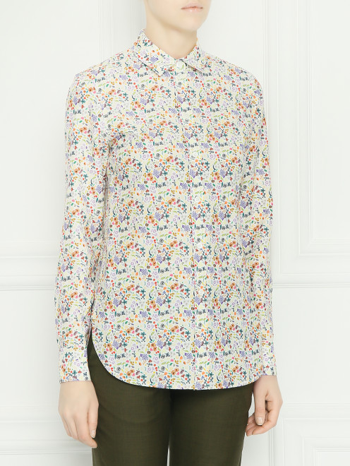 Рубашка из хлопка и шелка с узором Paul Smith - МодельВерхНиз