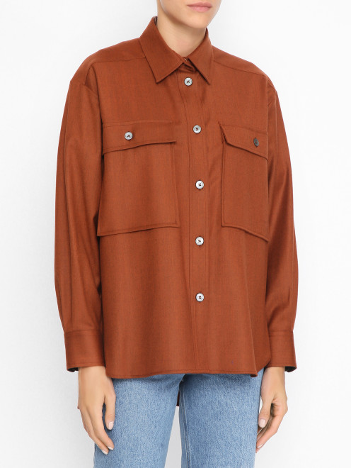 Рубашка из шерсти и кашемира с накладными карманами Paul Smith - МодельВерхНиз