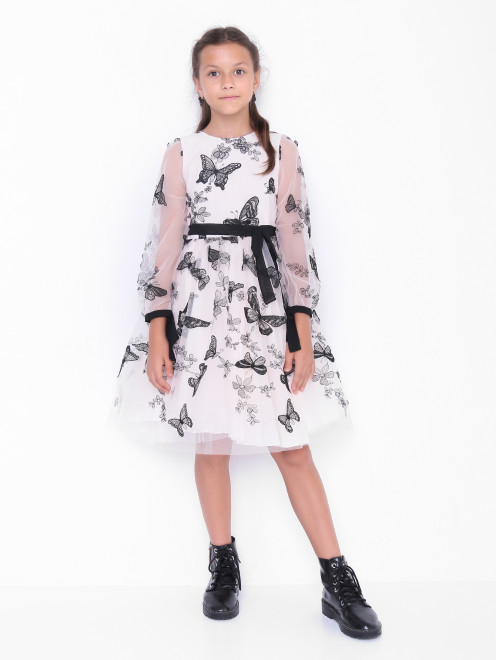 Платье из сетки с длинным рукавом Aletta Couture - МодельОбщийВид