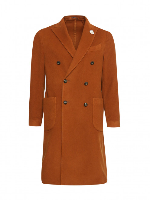 Двубортное пальто из кашемира с накладными карманами LARDINI - Общий вид