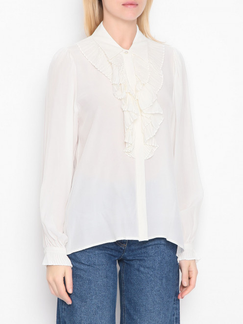 Блуза однотонная с рюшами Suncoo - МодельВерхНиз