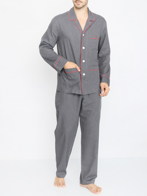 Пижама из хлопка с контрастной отделкой Isaia - МодельОбщийВид