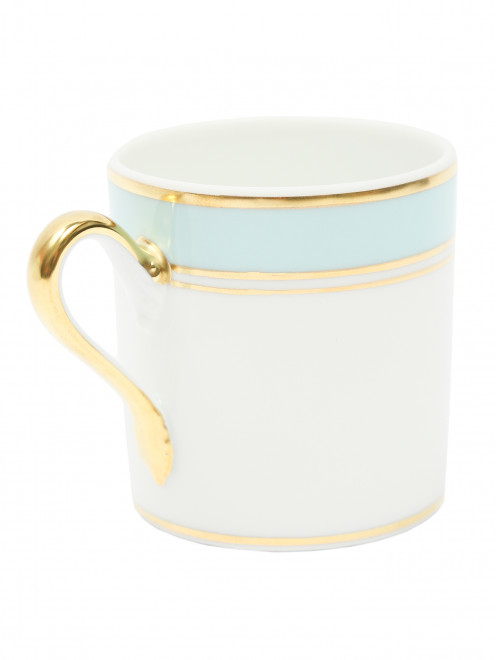 Чашка для кофе с широкой бирюзовой окантовкой и золотой каймой Ginori 1735 - Обтравка1