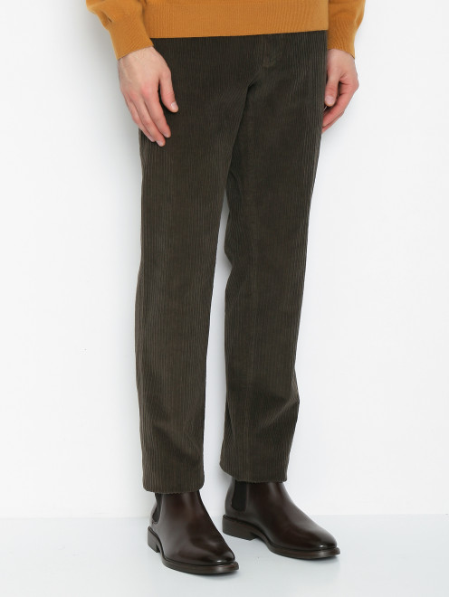 Вельветовые брюки прямого кроя с карманами Malo - МодельВерхНиз