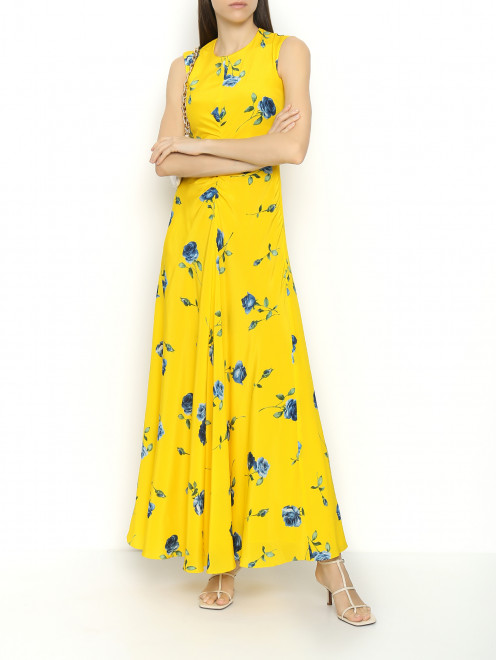 Платье-макси из шелка с цветочным узором Max Mara - МодельОбщийВид