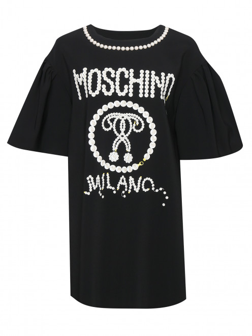 Платье-мини свободного кроя с принтом Moschino - Общий вид