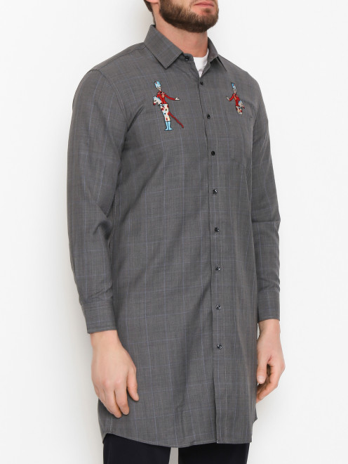 Рубашка из шерсти с вышивкой Artem Shumov - МодельВерхНиз