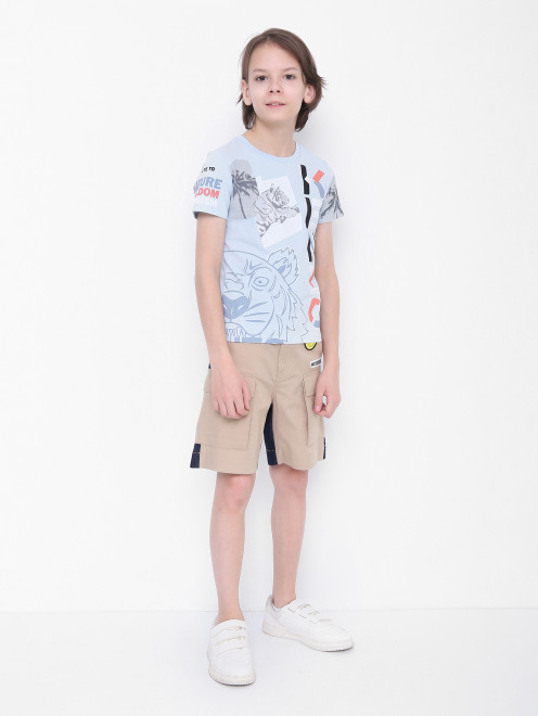 Хлопковые шорты с карманами и нашивками N21 - МодельОбщийВид