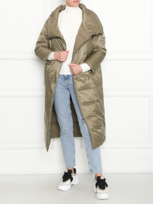 Утепленное пальто с капюшоном и накладными карманами Max&Co - МодельОбщийВид