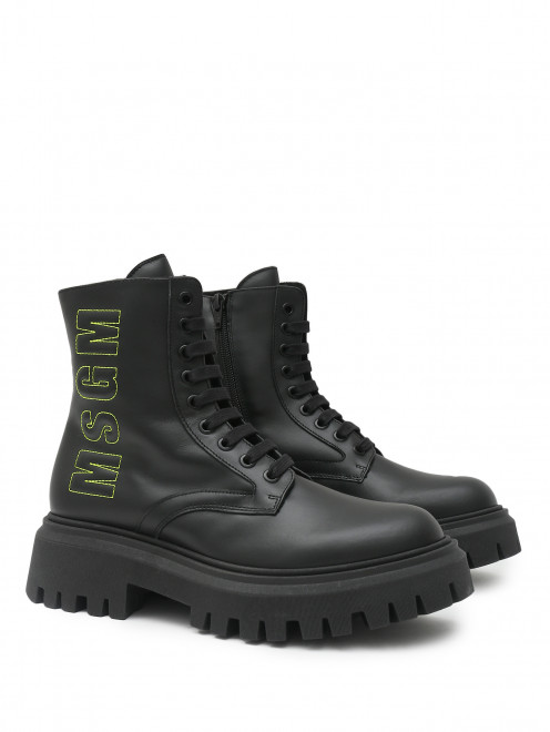 Кожаные ботинки с вышивкой MSGM - Общий вид