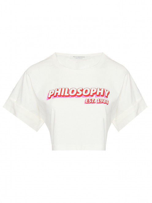 Укороченная футболка из хлопка с принтом Philosophy di Lorenzo Serafini - Общий вид