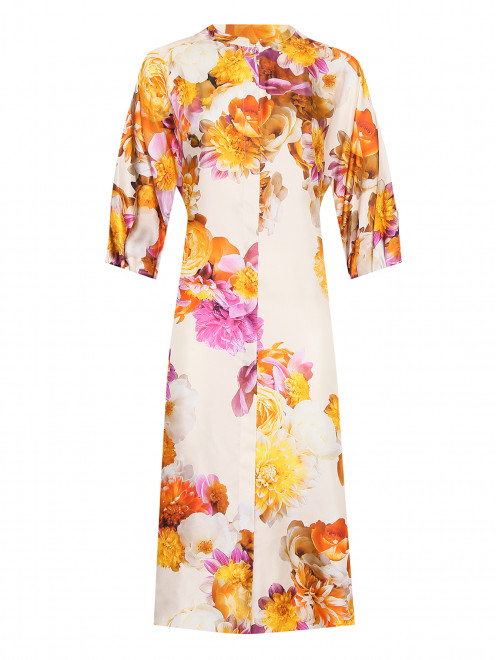 Платье из шелка с цветочным узором Marina Rinaldi - Общий вид