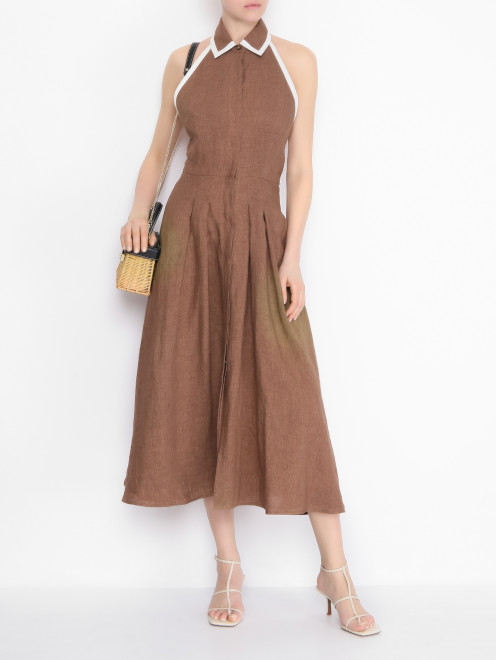Платье из льна с контрастной отделкой Max Mara - МодельОбщийВид