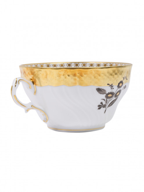 Чайная чашка из фарфора с узором и широкой золотой каймой Ginori 1735 - Обтравка1