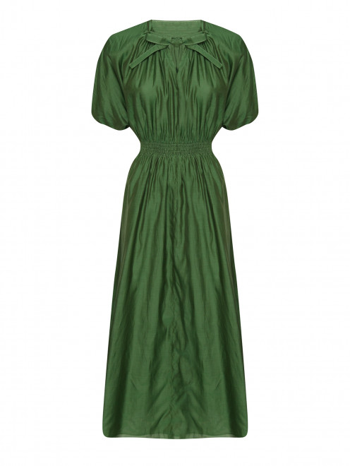 Платье-макси из хлопка и шелка с коротким рукавом Max Mara - Общий вид