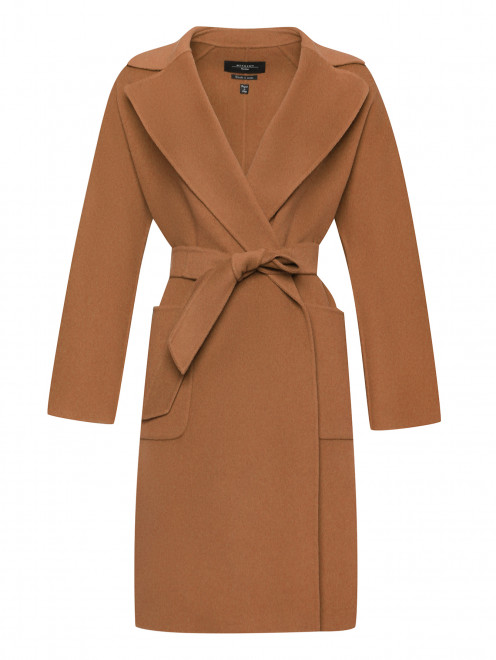 Пальто из шерсти с накладными карманами и поясом Weekend Max Mara - Общий вид