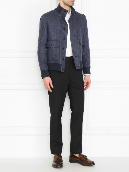 Пиджак из льна с накладными карманами LARDINI - МодельОбщийВид