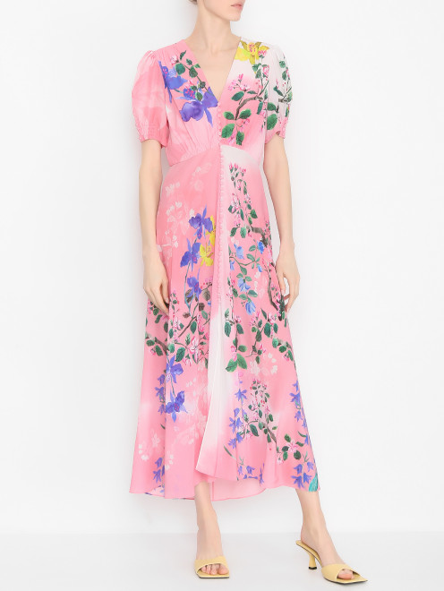 Платье из шелка с цветочным узором Saloni - МодельОбщийВид