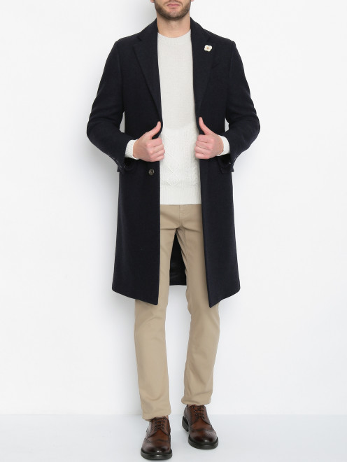 Пальто из шерсти и кашемира с карманами LARDINI - МодельОбщийВид